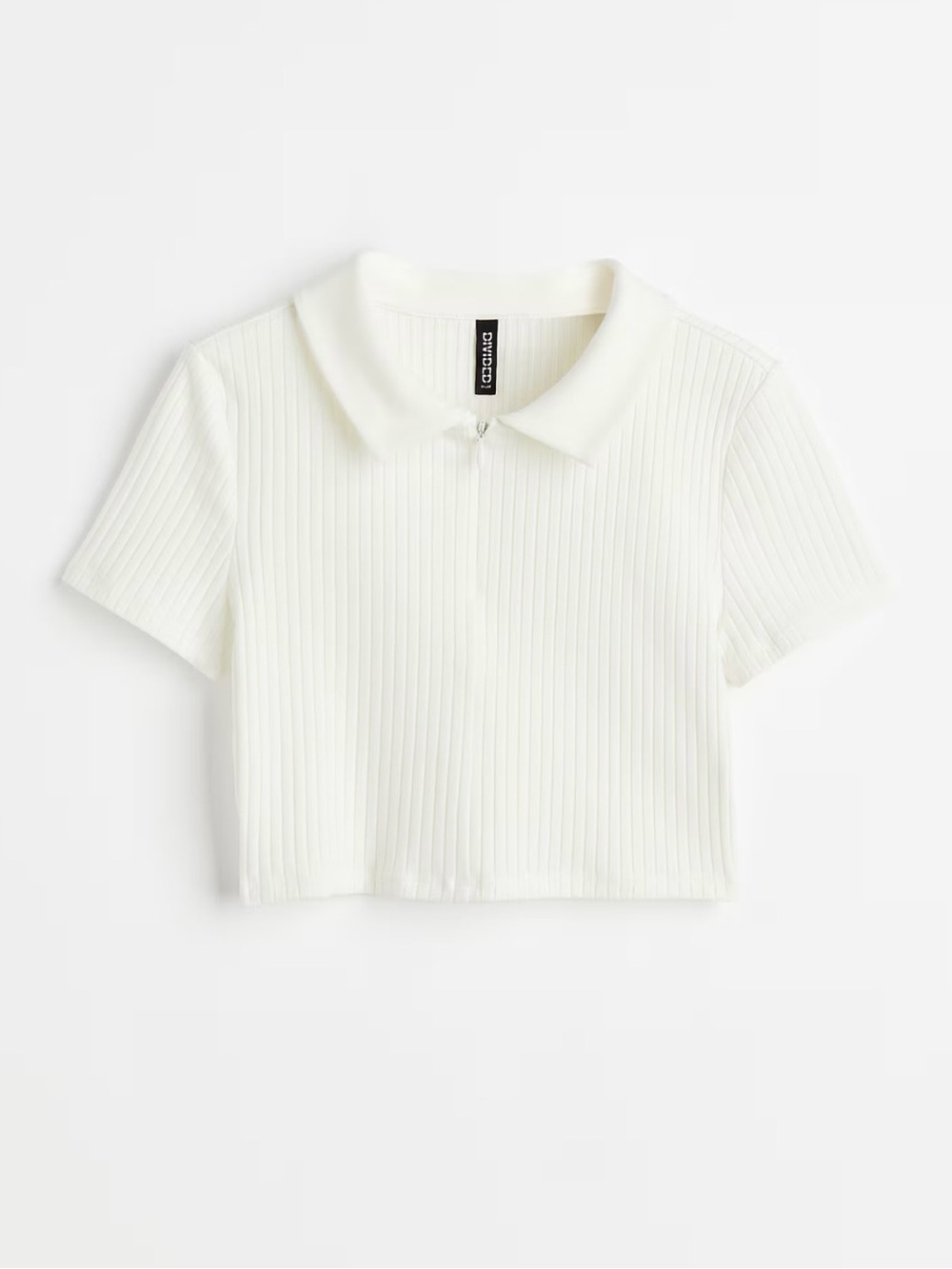 H&M Cream Ribbed Polo Crop Top